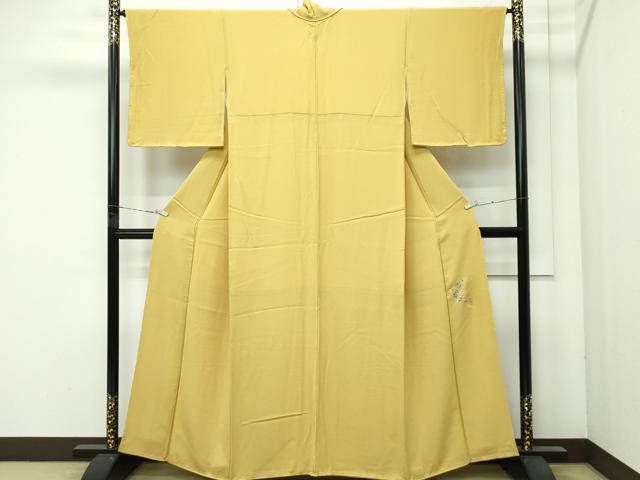 平和屋着物●極上　本草木染作家　圓啓　色無地　芥子色　逸品　未使用　CZAA4573s6