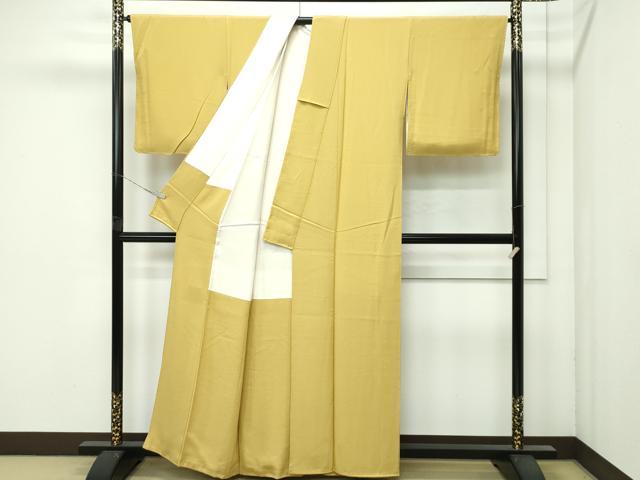 平和屋着物●極上　本草木染作家　圓啓　色無地　芥子色　逸品　未使用　CZAA4573s6