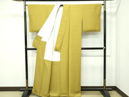 平和屋着物●極上　色無地　梅幸茶色　寿光織　草木染　舞花地紋　反端付き　逸品　未使用　CZAA4574s6