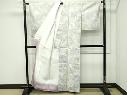 平和屋着物●極上　本場大島紬　白大島　アンサンブル　薔薇　逸品　未使用　CZAA4577s6