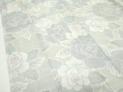 平和屋着物●極上　本場大島紬　白大島　アンサンブル　薔薇　逸品　未使用　CZAA4577s6