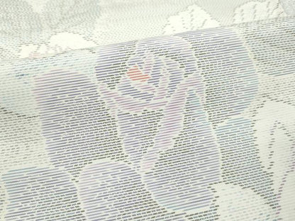 平和屋着物●極上　本場大島紬　白大島　アンサンブル　薔薇　逸品　未使用　CZAA4577s6