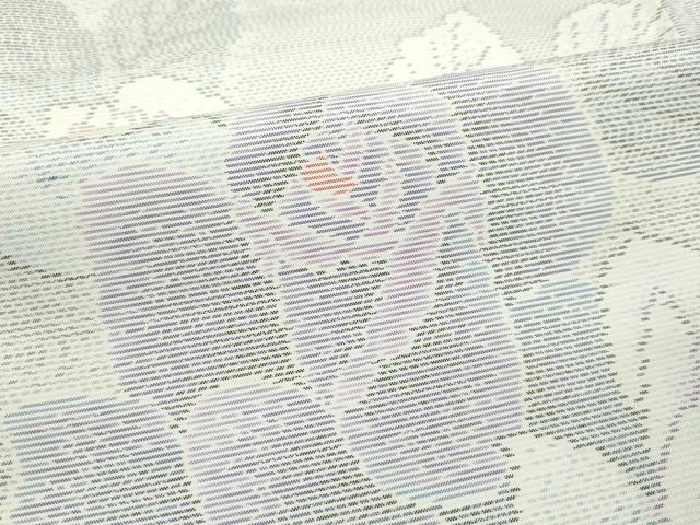 平和屋着物●極上　本場大島紬　白大島　アンサンブル　薔薇　逸品　未使用　CZAA4577s6