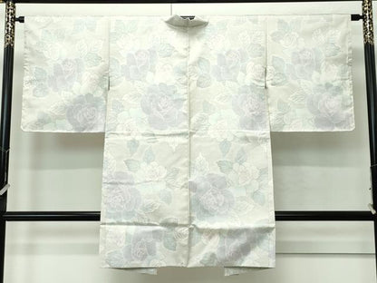 平和屋着物●極上　本場大島紬　白大島　アンサンブル　薔薇　逸品　未使用　CZAA4577s6