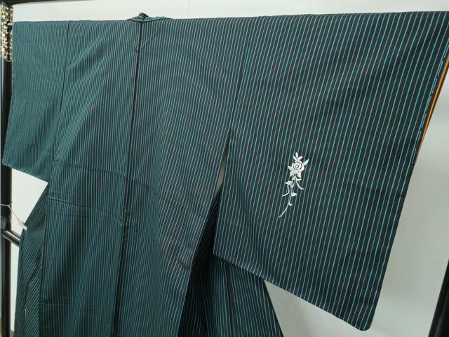 平和屋本店●極上 訪問着 お召地 総刺繍 縞 薔薇 黒地 銀糸 やまと金ラベル 逸品 未使用 CZAA4578s6