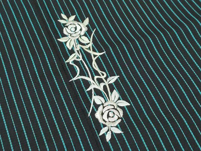 平和屋本店●極上 訪問着 お召地 総刺繍 縞 薔薇 黒地 銀糸 やまと金ラベル 逸品 未使用 CZAA4578s6