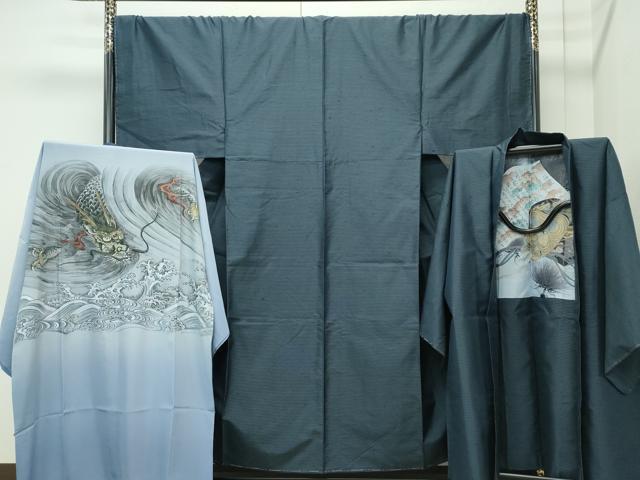 平和屋着物●極上　男性　紬　アンサンブル・長襦袢セット　キングサイズ　100亀甲　逸品　未使用　CZAA4582s6