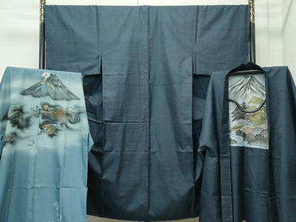 平和屋着物●極上　男性　本場大島紬　アンサンブル・長襦袢セット　100亀甲　総詰め　逸品　未使用　CZAA4583s6