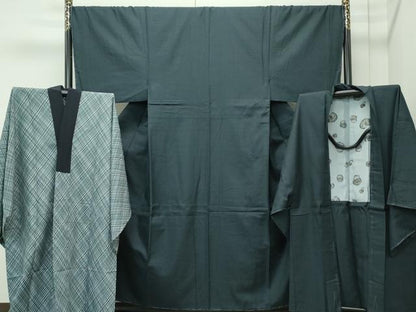 平和屋着物●極上　男性　紬　アンサンブル・長襦袢セット　120亀甲　高島屋扱い　逸品　未使用　CZAA4584s6