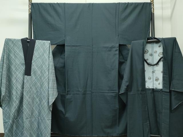 平和屋着物●極上　男性　紬　アンサンブル・長襦袢セット　120亀甲　高島屋扱い　逸品　未使用　CZAA4584s6