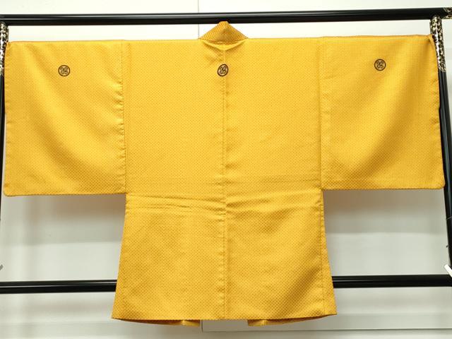 平和屋着物■極上　男性　色無地・紋付き羽織セット　柑子色　舞台衣装　洗える着物　逸品　CZAA4590s6 平和屋着物□極上 男性 色無地・紋付き羽織セット 柑子色 舞台衣装 洗える