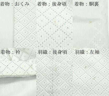 平和屋着物■極上　男性　紋付き・羽織セット　キングサイズ　舞台衣装　白地　洗える着物　逸品　CZAA4592s6