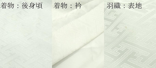 平和屋着物■極上　男性　紋付き・羽織セット　キングサイズ　紗綾形地紋　舞台衣装　白地　洗える着物　逸品　CZAA4593s6