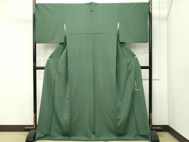 平和屋着物●極上　九谷焼工芸作家・北村隆　色無地　老竹色　逸品　CZAA4594s6