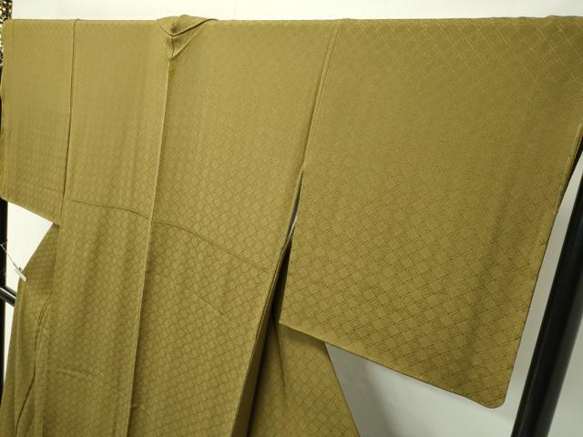平和屋着物●極上　色無地　国防色　菱地紋　反端付き　逸品　未使用　CZAA4598s6
