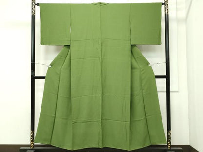平和屋着物●極上　色無地　草色　逸品　未使用　CZAA4601s6