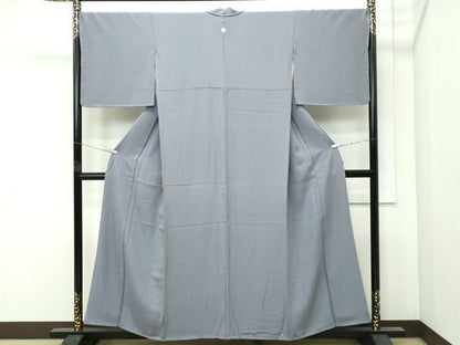 平和屋着物●極上　色無地　桔梗鼠色　葉尽くし地紋　逸品　未使用　CZAA4604s6