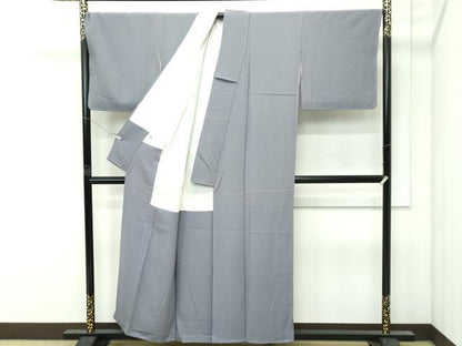 平和屋着物●極上　色無地　桔梗鼠色　葉尽くし地紋　逸品　未使用　CZAA4604s6