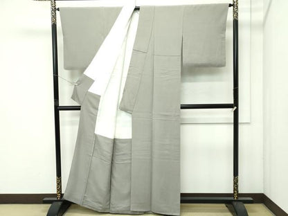 平和屋着物●極上　色無地　灰汁色　鬼しぼ縮緬　逸品　CZAA4609s6
