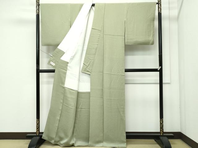 平和屋着物●極上　螺鈿作家　甲斐泰造　色無地　柳茶色　花唐草地紋　やまと誂製　逸品　CZAA4612s6