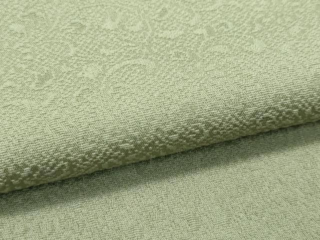 平和屋着物●極上　螺鈿作家　甲斐泰造　色無地　柳茶色　花唐草地紋　やまと誂製　逸品　CZAA4612s6