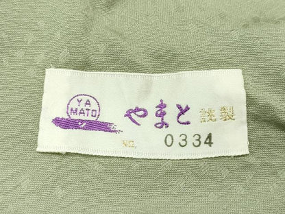 平和屋着物●極上　螺鈿作家　甲斐泰造　色無地　柳茶色　花唐草地紋　やまと誂製　逸品　CZAA4612s6
