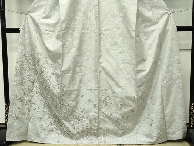 平和屋本店●極上 訪問着 本場大島紬地 白大島 総刺繍 中国三大刺繍 スワトウ刺繍 ９マルキ 正倉院花唐草文 金糸 逸品 CZAA4621s6