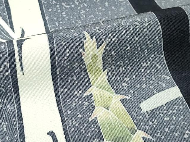 平和屋着物●極上　京本政樹着物コレクション　訪問着　笹竹文　竹の子　筍　鉛色地　反端付き　逸品　未使用　CZAA4622s6