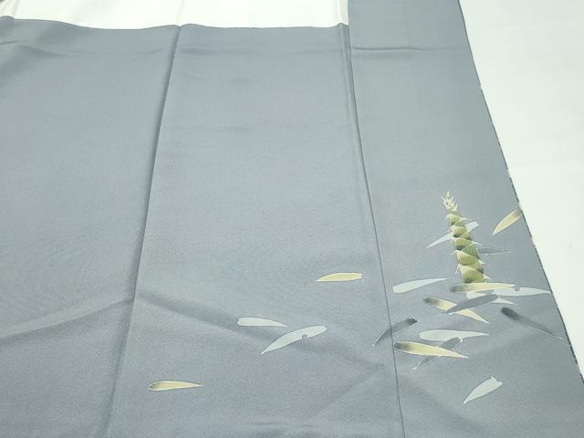 平和屋着物●極上　京本政樹着物コレクション　訪問着　笹竹文　竹の子　筍　鉛色地　反端付き　逸品　未使用　CZAA4622s6