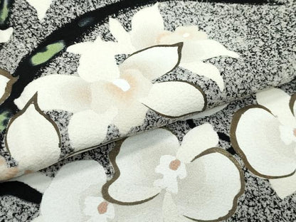 平和屋本店●極上　訪問着　作家物　川勝　草花文　たたき染め　黒地　金彩　逸品　CZAA4628s6