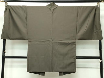 平和屋着物＃極上　男性　長羽織　キングサイズ　色無地　涅色　逸品　CZAA4634s6