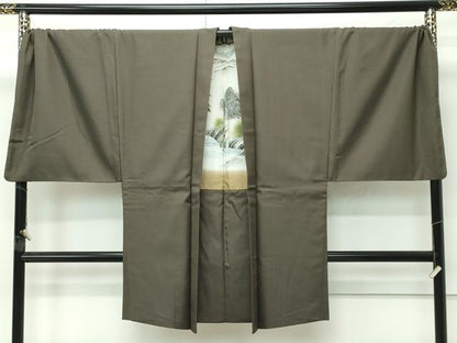 平和屋着物＃極上　男性　長羽織　キングサイズ　色無地　涅色　逸品　CZAA4634s6
