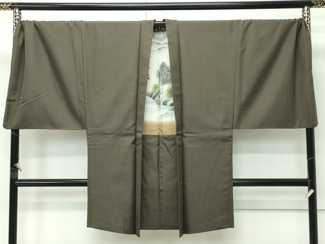 平和屋着物＃極上　男性　長羽織　キングサイズ　色無地　涅色　逸品　CZAA4634s6