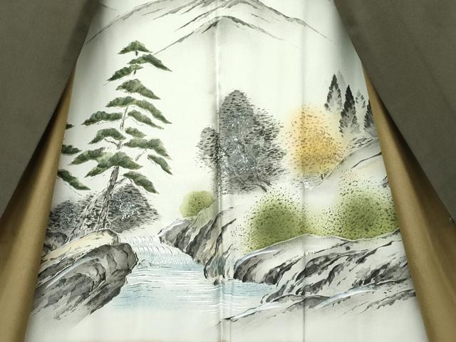 平和屋着物＃極上　男性　長羽織　キングサイズ　色無地　涅色　逸品　CZAA4634s6