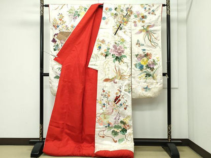 平和屋本店●極上　色打掛　総刺繍　駒刺繍　鳳凰草花吉祥文　金糸　和装　婚礼　結婚式　花嫁　神社挙式　逸品　CZAA4644s6