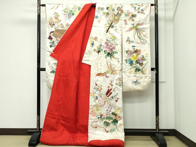 平和屋本店●極上　色打掛　総刺繍　駒刺繍　鳳凰草花吉祥文　金糸　和装　婚礼　結婚式　花嫁　神社挙式　逸品　CZAA4644s6