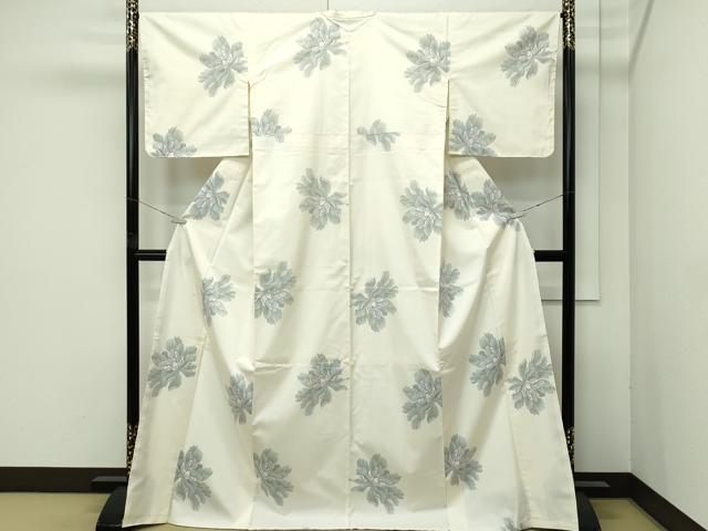 平和屋本店●極上　都喜ヱ門　本場大島紬　白大島　7マルキ　牡丹　藤絹織物謹製　逸品　未使用　CZAA4650s6 平和屋本店○極上 都喜ヱ門 本場大島紬 白大島 7マルキ 牡丹