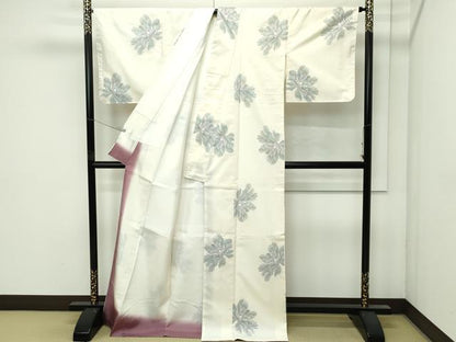 平和屋本店●極上　都喜ヱ門　本場大島紬　白大島　7マルキ　牡丹　藤絹織物謹製　逸品　未使用　CZAA4650s6
