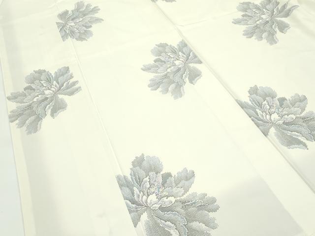 平和屋本店○極上 都喜ヱ門 本場大島紬 白大島 7マルキ 牡丹