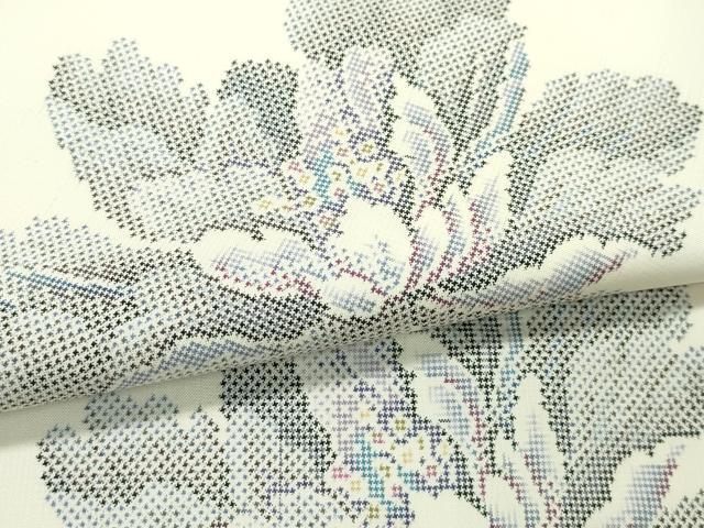 平和屋本店○極上 都喜ヱ門 本場大島紬 白大島 7マルキ 牡丹