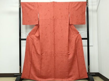平和屋着物●極上　色無地　雀茶色　辻が花地紋　逸品　CZAA4651s6