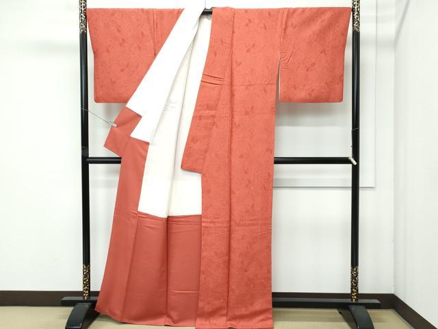 平和屋着物●極上　色無地　雀茶色　辻が花地紋　逸品　CZAA4651s6