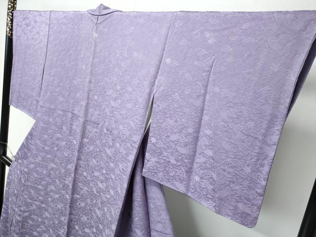 平和屋着物●極上　色無地　鳩羽鼠色　作家物　舞葉楓文地紋　逸品　CZAA4652s6