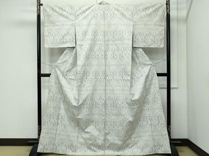 平和屋着物●極上　本場大島紬　白大島　９マルキ　更紗花文　逸品　CZAA4653s6