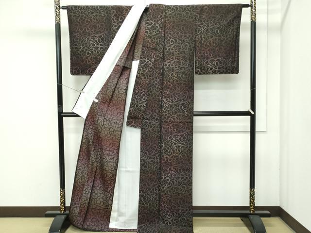 平和屋着物▽極上 お召 単衣 唐草文様 逸品 未使用 CZAA4655s6