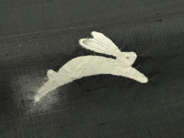 平和屋着物▽極上　十日町　名門青柳謹製　赤城紬　訪問着　単衣　絞り　跳び兎　檳榔子染色地　逸品　CZAA4662s6