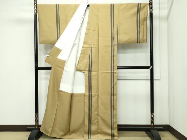 平和屋本店●極上　石川県指定無形文化財　牛首紬　白山工房　手織り　間道　桑染色地　証紙付き　逸品　CZAA4663s6
