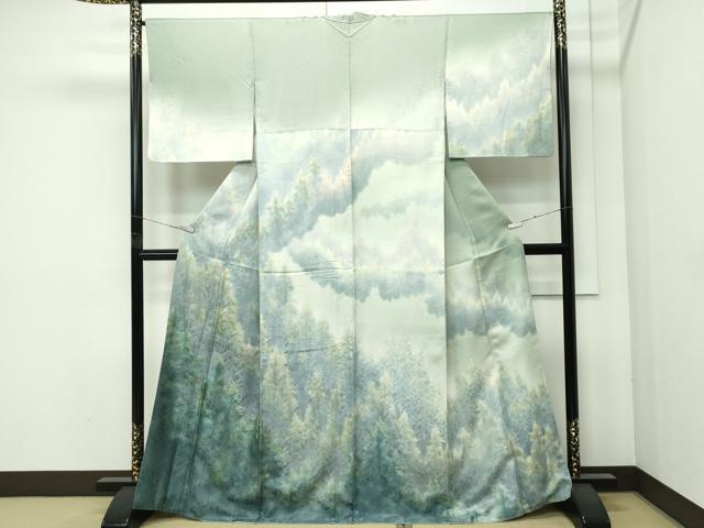 平和屋着物●極上　訪問着　作家物　地紋起こし　樹林文　暈し染め　逸品　CZAA4664s6 平和屋着物○極上 訪問着 作家物 地紋起こし 樹林文 暈し染め 逸品