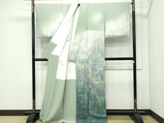 平和屋着物●極上　訪問着　作家物　地紋起こし　樹林文　暈し染め　逸品　CZAA4664s6