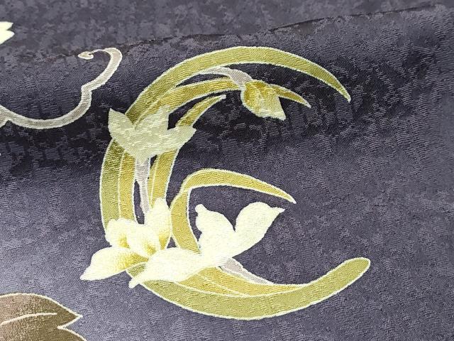 平和屋着物●極上　訪問着　草花文　暈し染め　紫黒色地　逸品　CZAA4665s6